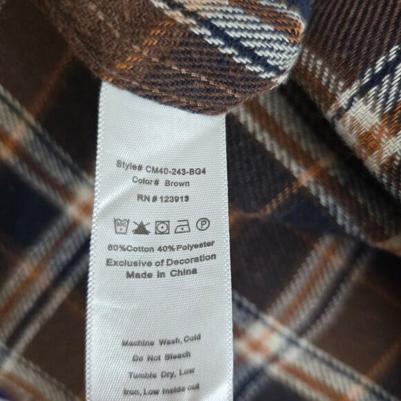 Jachs Brown Black Plaid Flannel Button Front Shirt - Picture 6 of 7